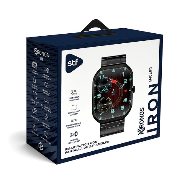 SMARTWATCH STF KRONOS IRON NEGRO PANTALLA 2.1".
