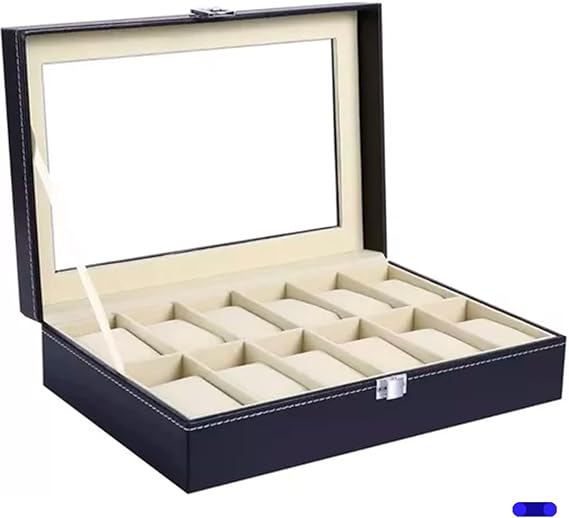 A BLACK MAMUT Caja Organizadora de Relojes para Hombre, Relojero,Tipo Piel, Terciopelo Suave, Acolchonado Estilo Elegante .