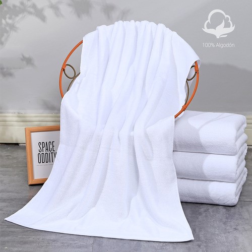 "Toalla De Baño Grande Completo 100% Algodón Suave Color Blanco Liso Blanco  "
