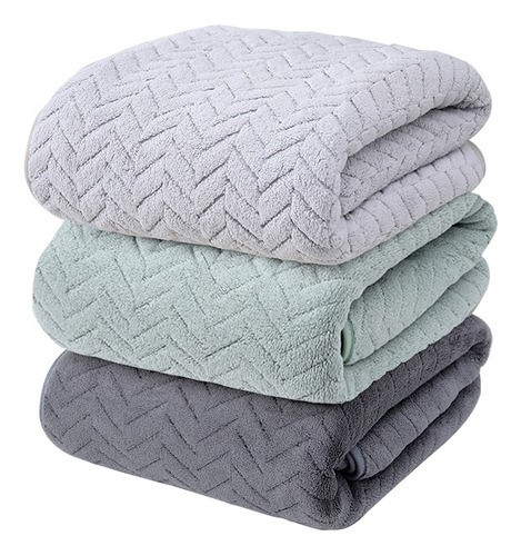 "3 Piezas Tuallas Toallas Baño Completo Grande 70×140 CmGris oscuro+Gris claro+Verde ".