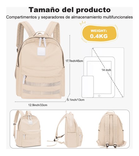 Mochila Escolar de Moda y Viaje beige