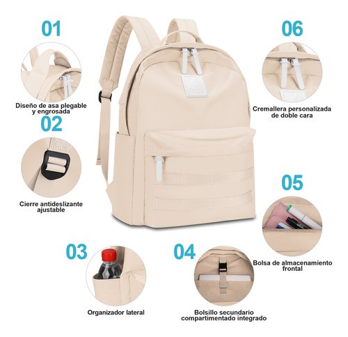Mochila Escolar de Moda y Viaje beige