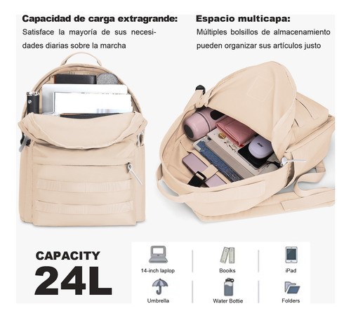 Mochila Escolar de Moda y Viaje beige