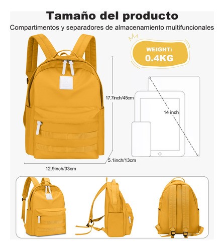 Mochila Escolar  de Moda y Viaje  Amarilla.