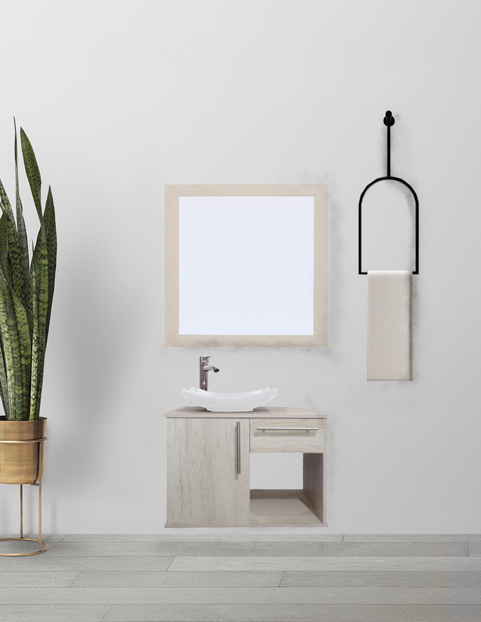 Gabinete Para Baño Con Lavamanos Y Monomando, Puerta Y Cajón