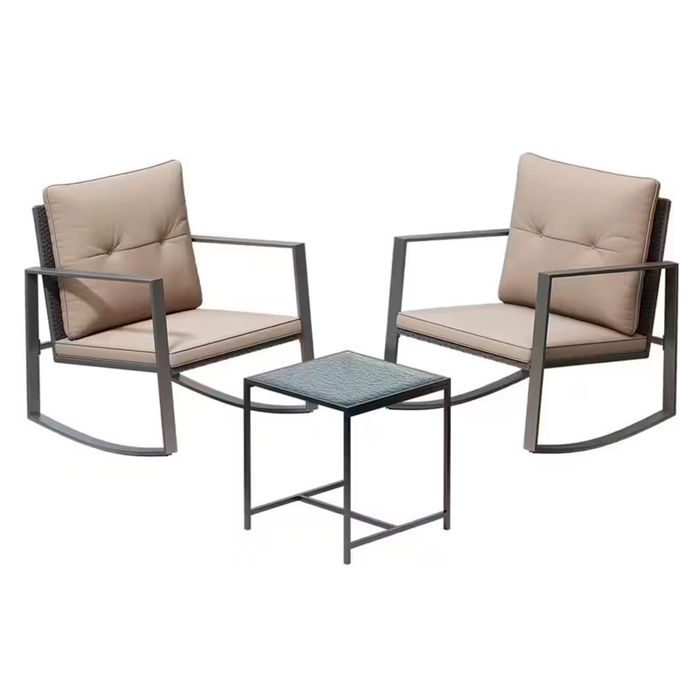 Set Patio Y Jardin De Mimbre 3 Piezas Sillas Mecedoras