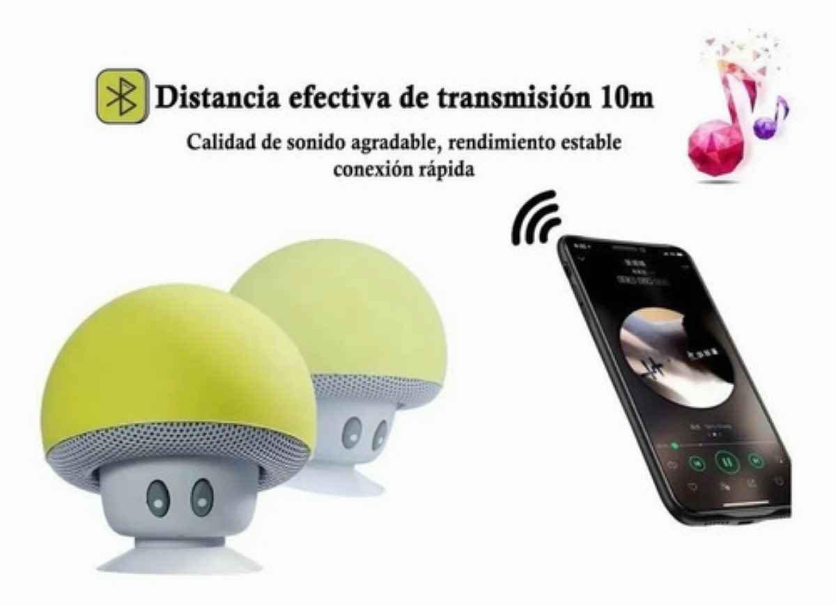 Mini Bocina Hongo Bluetooth Impermeable Recargable Amarilla