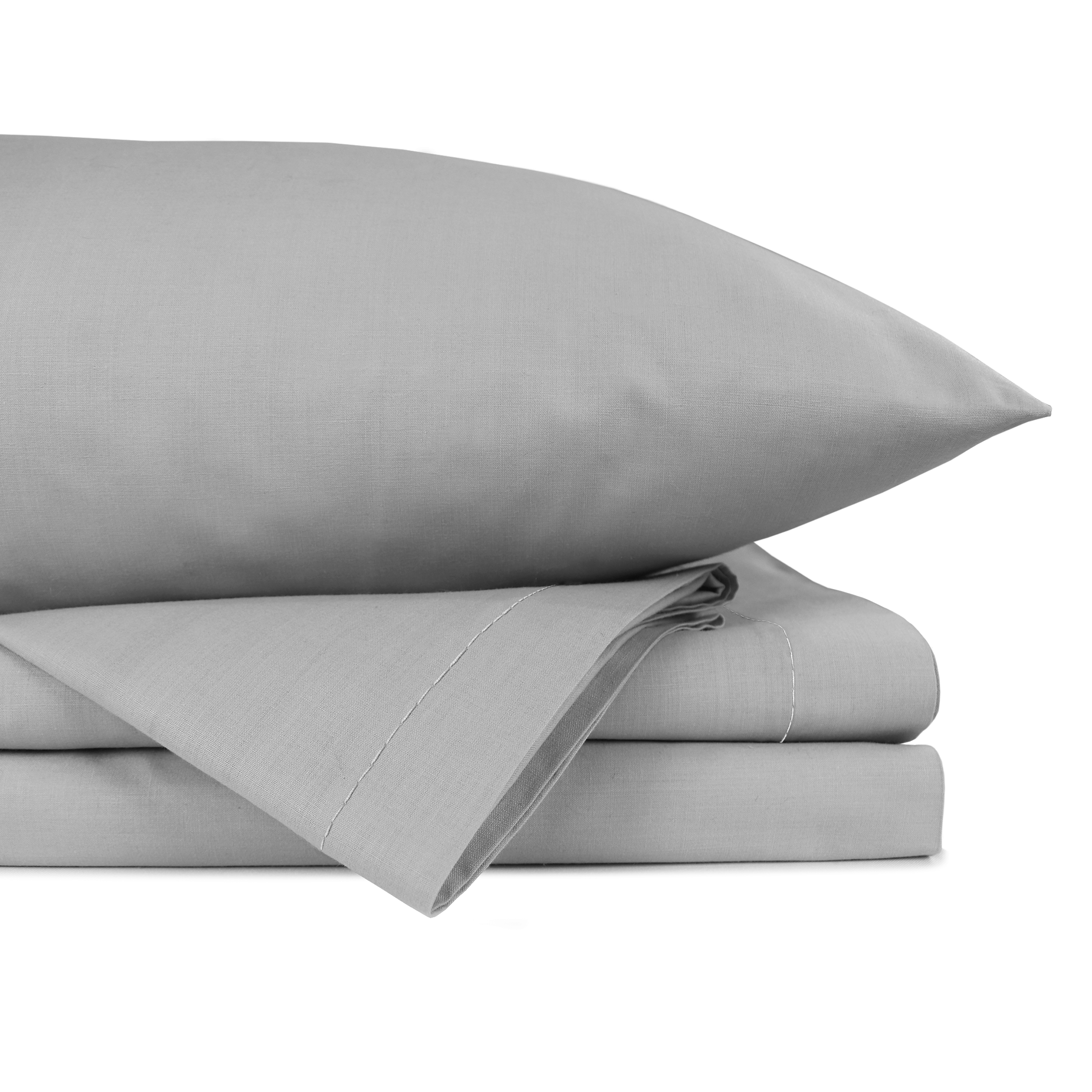 Juego De Sábanas Algodón King Size Color Gris 4 Pzas Transpirable