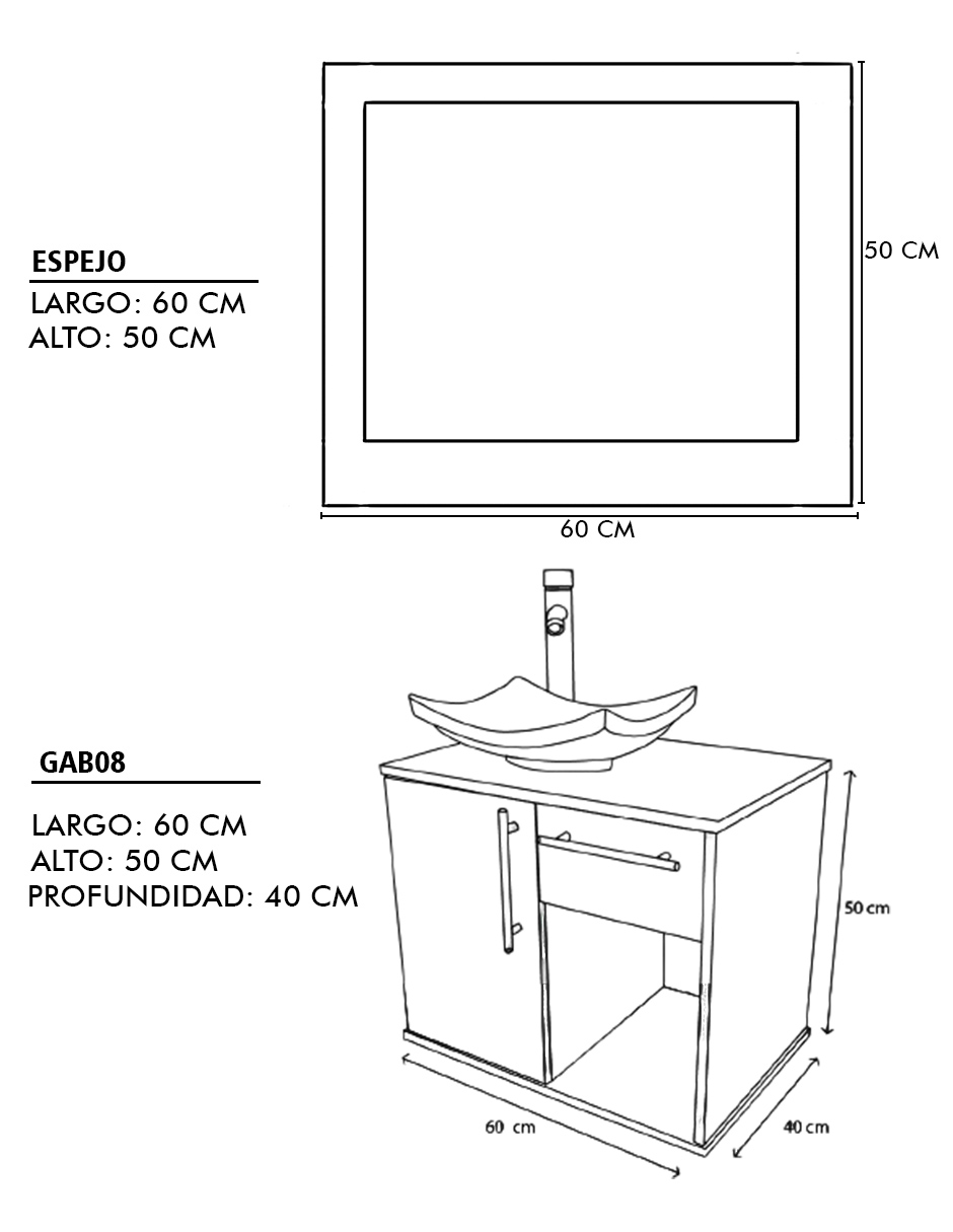 Gabinete Para Baño Con Lavamanos Y Monomando, Puerta Y Cajón
