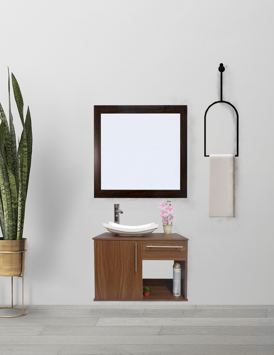 Gabinete Para Baño Con Lavamanos Y Monomando, Puerta Y Cajón