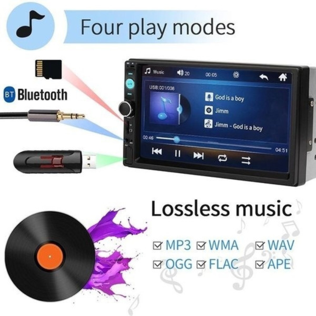 Estéreo Mirrorlink Pantalla Táctil 7 Pulgadas Hd Bluetooth