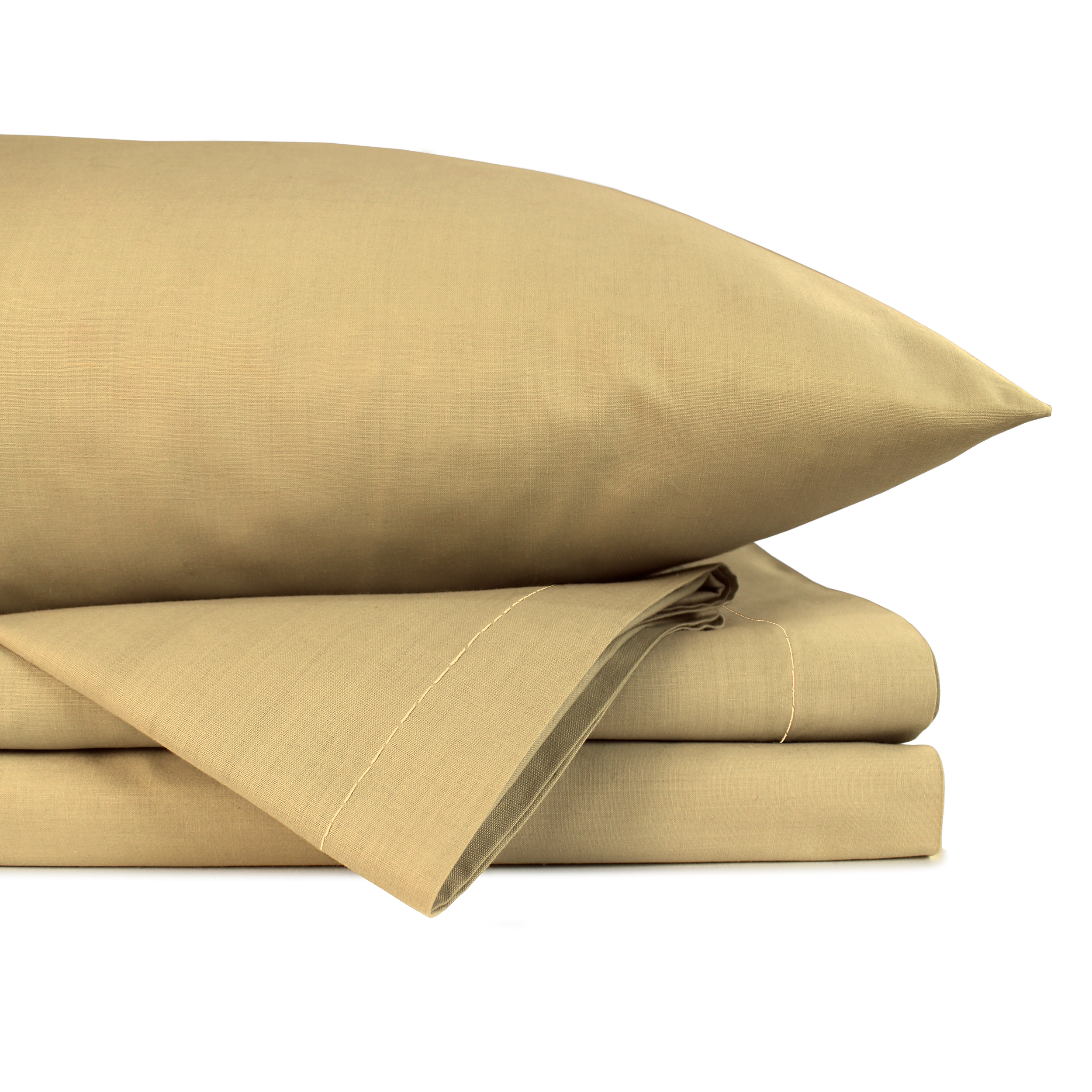 Juego de Sábanas Percal King Size Caqui 4 Piezas Ajuste 35 cm Suaves y Transpirables Zantelo