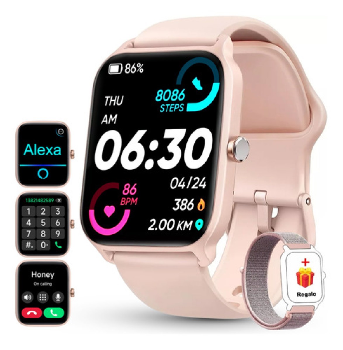 Smartwatch 1.8'' Reloj Inteligente Bluetooth Llamada Alexa rosa