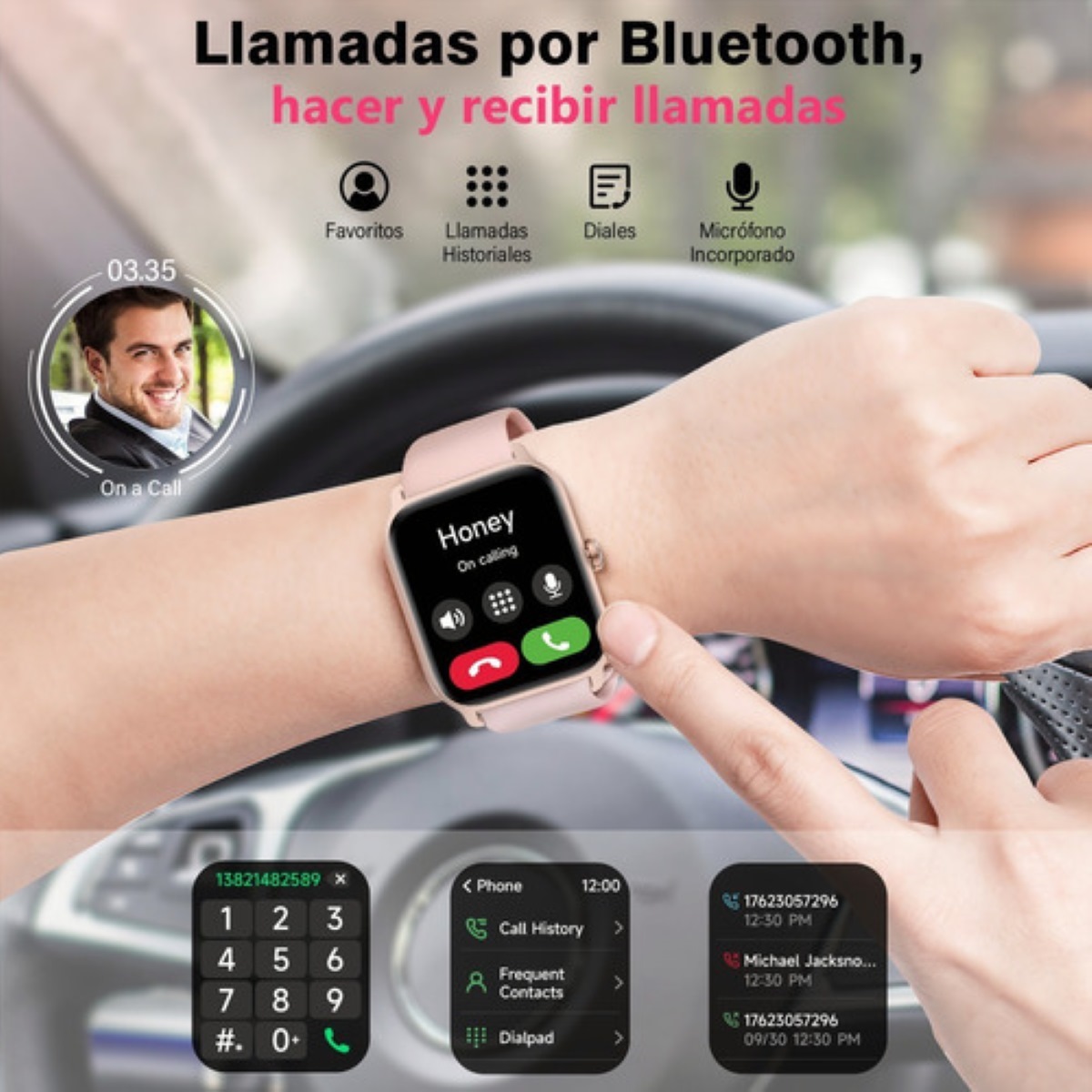 Smartwatch 1.8'' Reloj Inteligente Bluetooth Llamada Alexa rosa