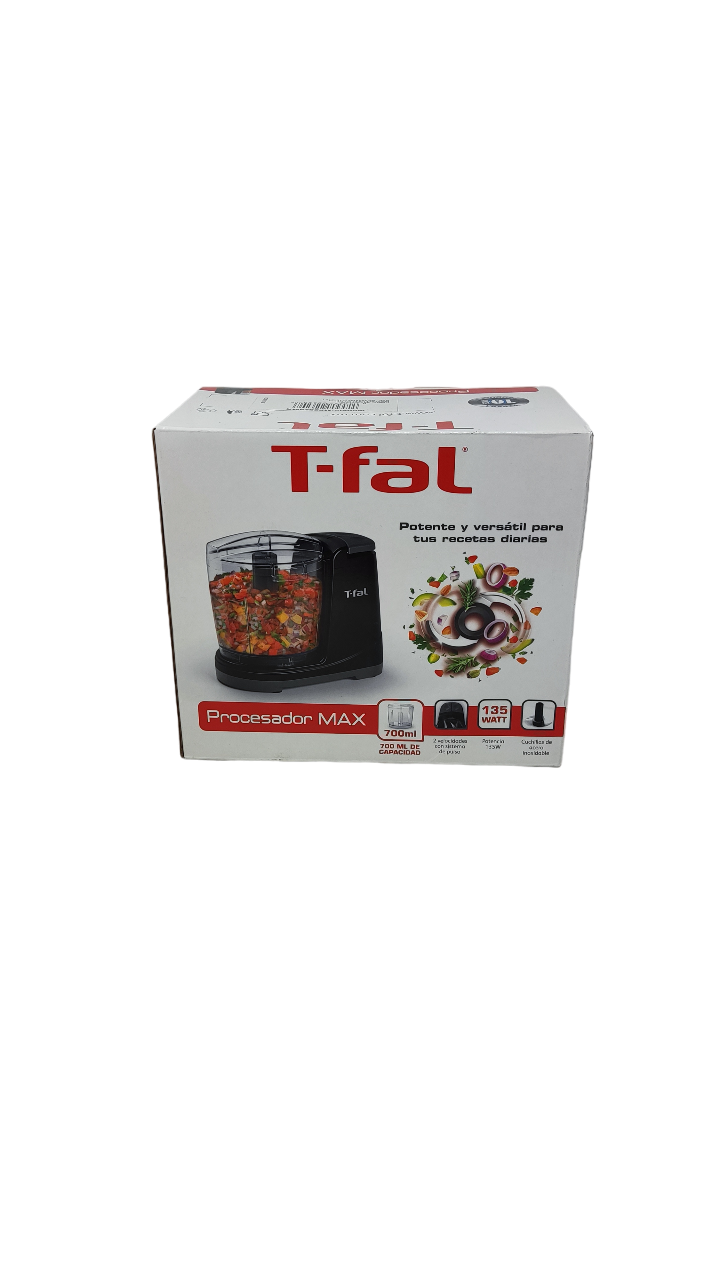 Procesador De Alimentos Max 2 Velocidades 700 ml Negro T-fal Mf2528mx.
