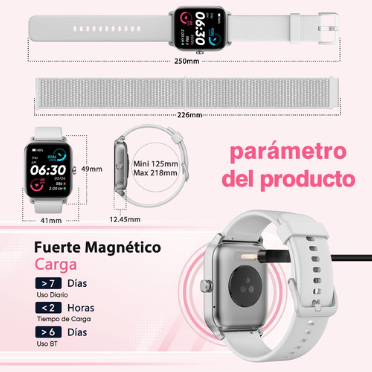 Smartwatch 1.8'' Reloj Inteligente Bluetooth Llamada Alexa Blanco