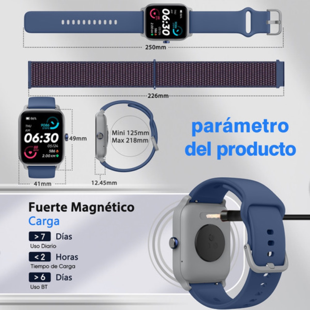 Smartwatch 1.8'' Reloj Inteligente Bluetooth Llamada Alexa azul