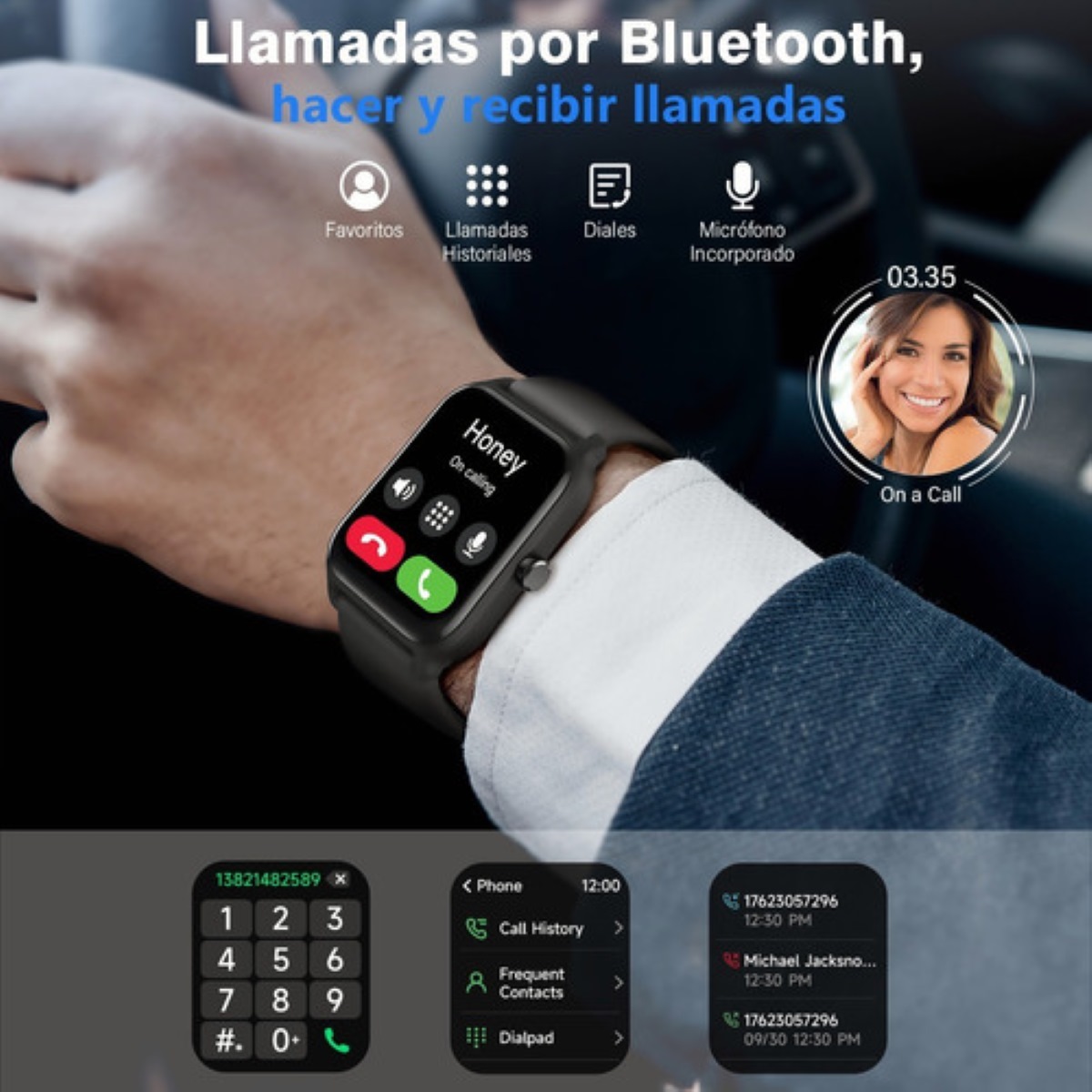 Smartwatch 1.8'' Reloj Inteligente Bluetooth Llamada Alexa negro