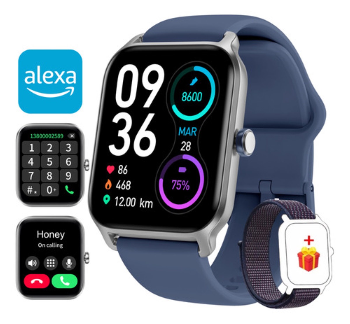 Smartwatch 1.8'' Reloj Inteligente Bluetooth Llamada Alexa azul