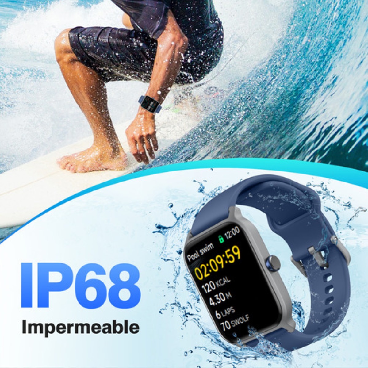 Smartwatch 1.8'' Reloj Inteligente Bluetooth Llamada Alexa azul
