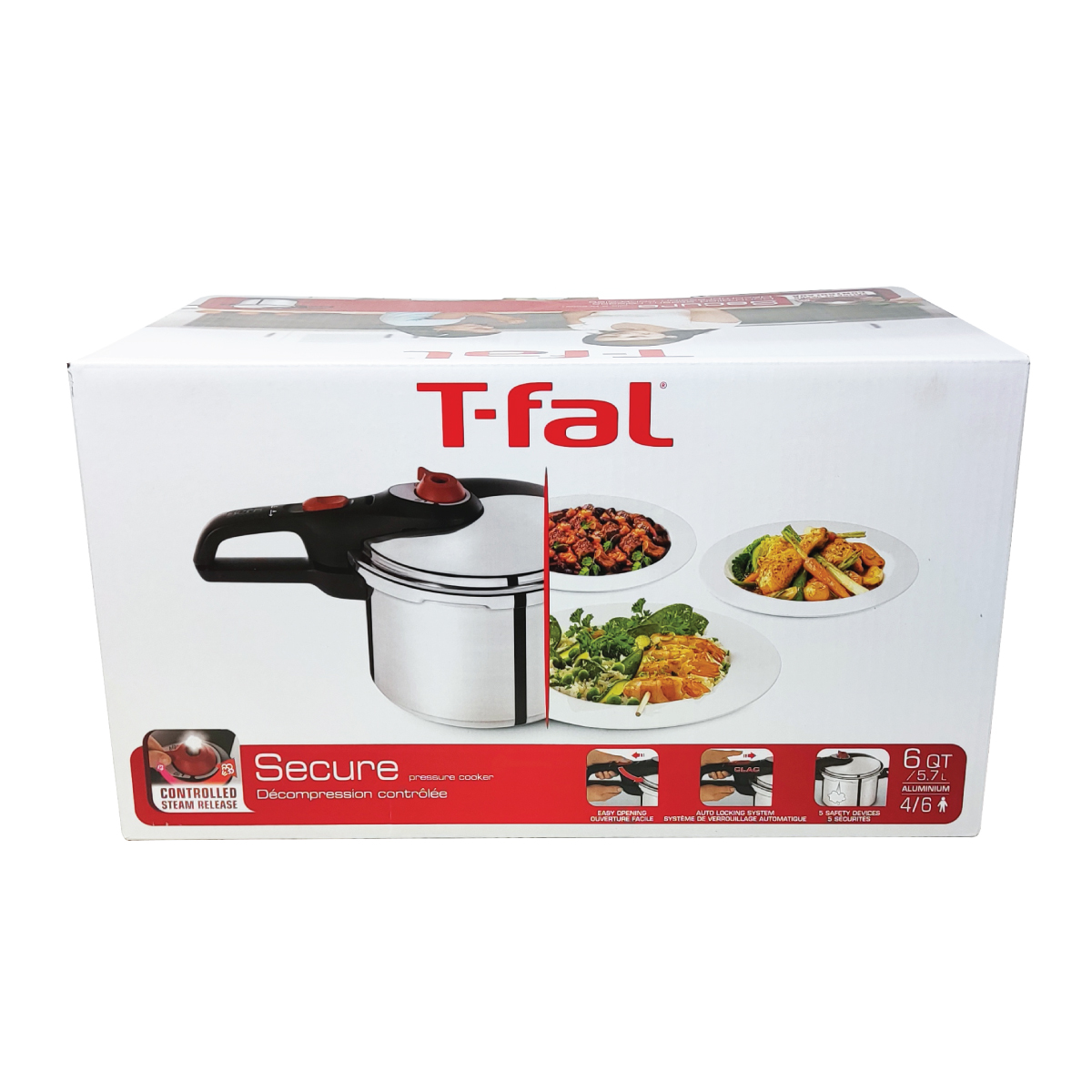 Olla De Presión Secure 6 Qt (5.7 L) Aluminio T-fal P2614632.