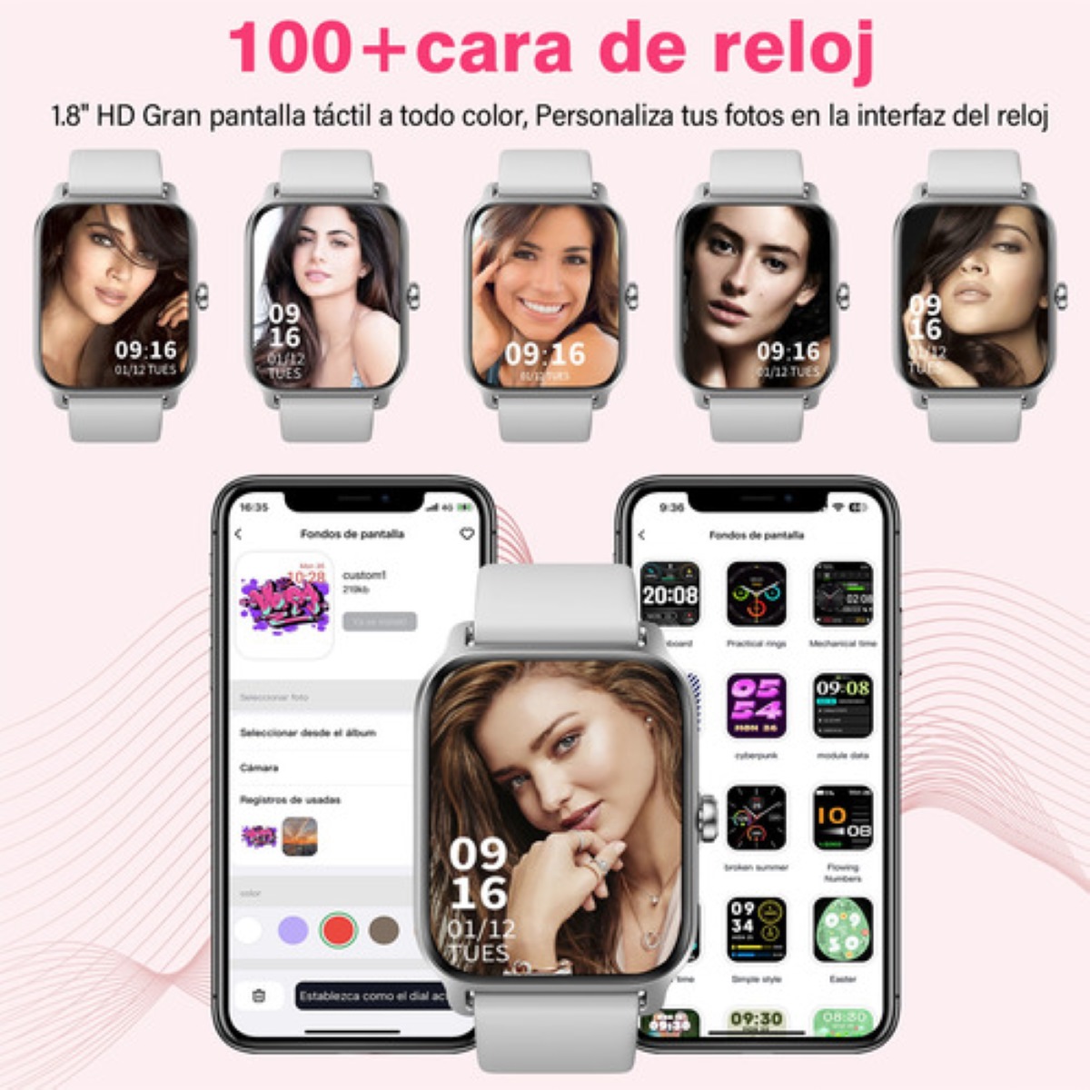 Smartwatch 1.8'' Reloj Inteligente Bluetooth Llamada Alexa Blanco