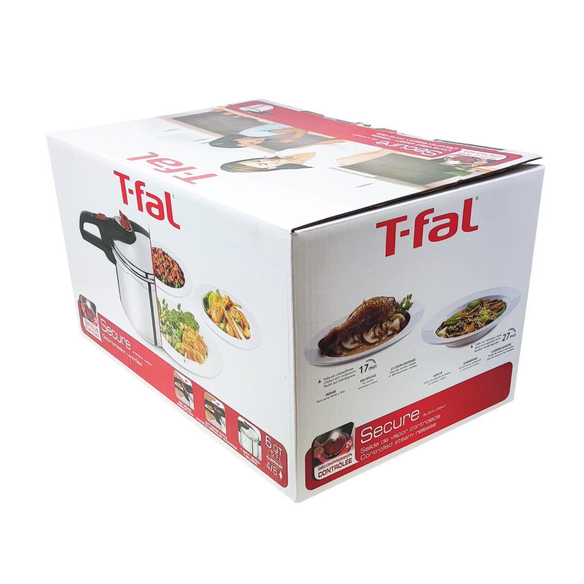 Olla De Presión Secure 6 Qt (5.7 L) Aluminio T-fal P2614632.