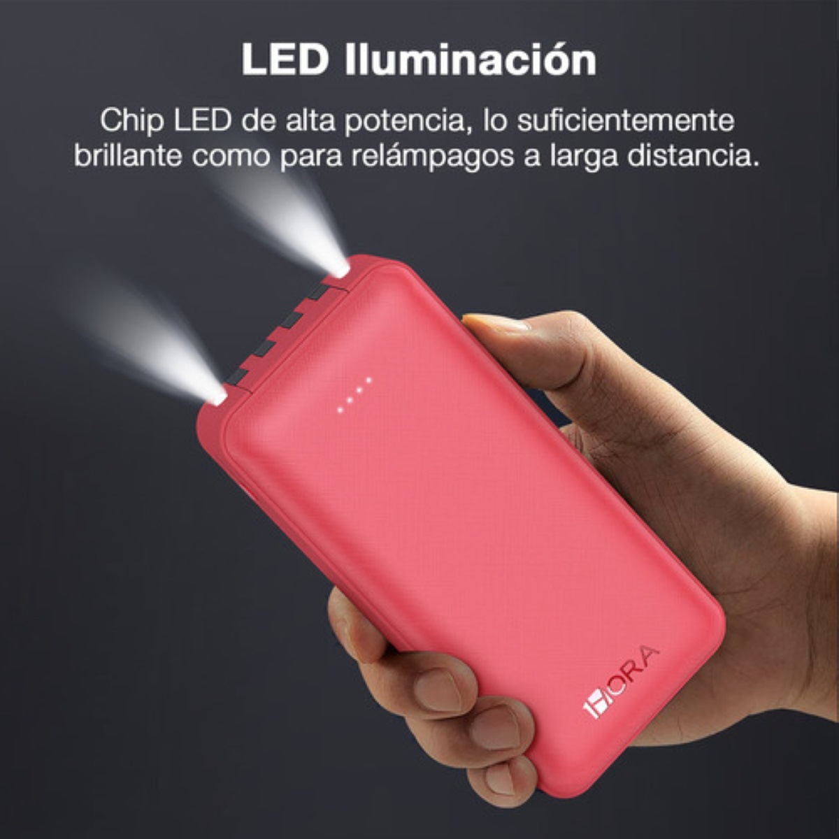 Batería Portátil Power Bank 20000mAh 1Hora GAR159 con 4 Cables Incorporados Rojo