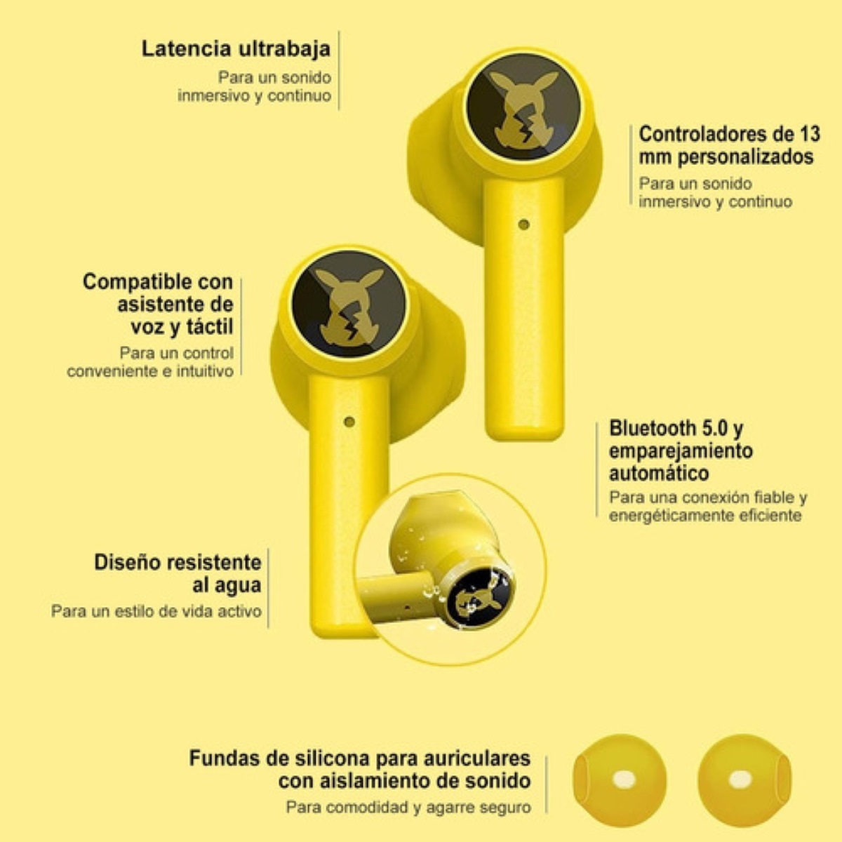 Audífonos In-ear Inalámbricos Bluetooth De Pokémon Pikachu