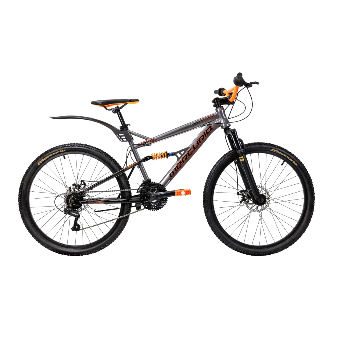 BICICLETA MERCURIO KAIZER DH R26 DOBLE SUSPENSIÓN 21V SHIMANO GRIS ENDY16.