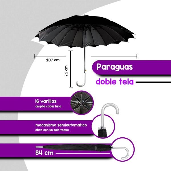 Paraguas Sombrilla Doble Tela Semiautomático Importadora La Merced