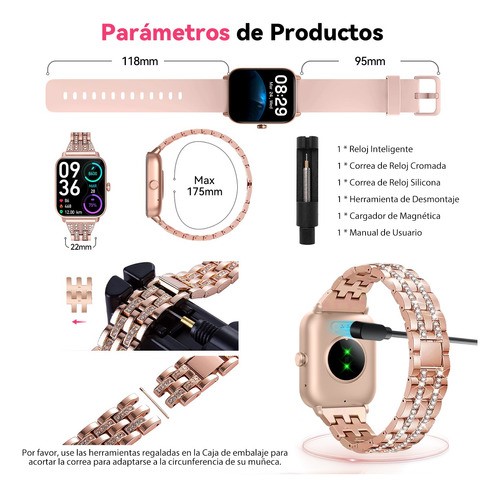 Reloj Smartwatch Mujer Relojes Inteligentes 1.8' Smart Watch