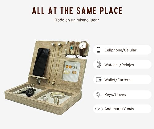 A organizador para celular, aretes, relojes, pulseras, anillos, monedas, collares para buro y escritorio..