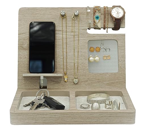 A organizador para celular, aretes, relojes, pulseras, anillos, monedas, collares para buro y escritorio..