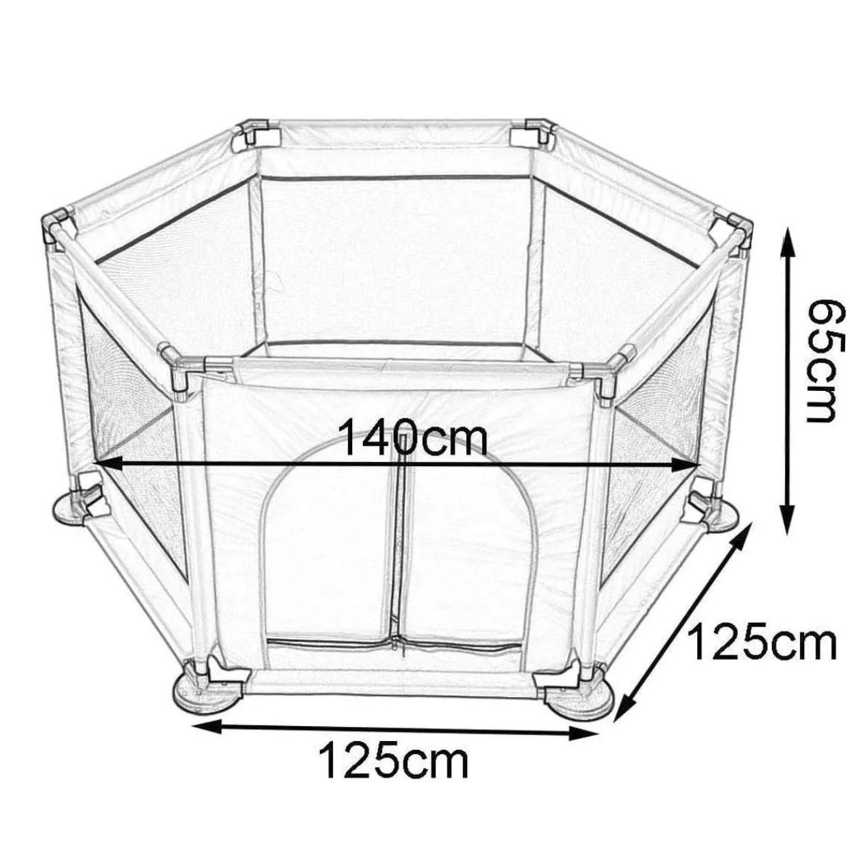 corral bebé plegable en forma hexagonal rosa.