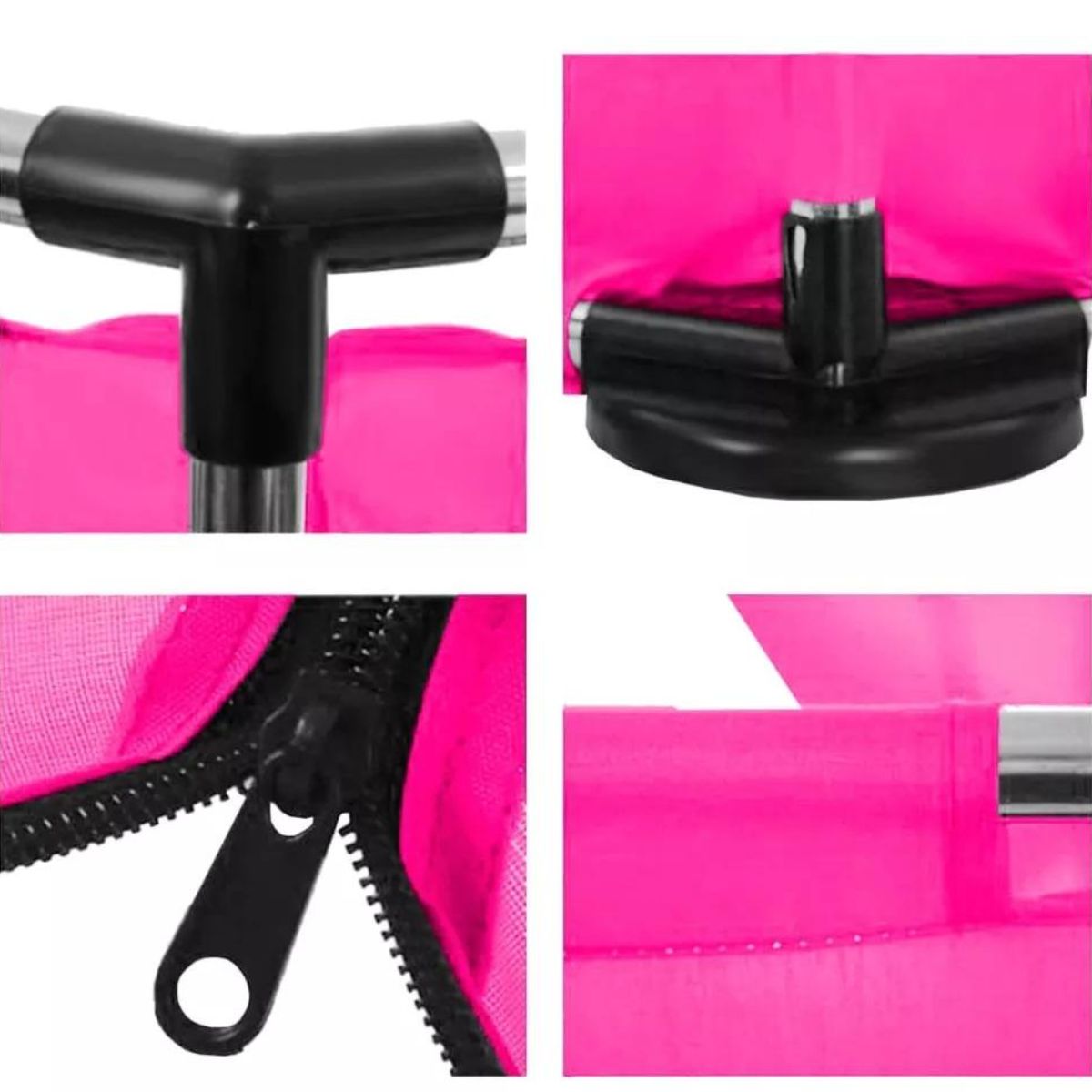 corral bebé plegable en forma hexagonal rosa.