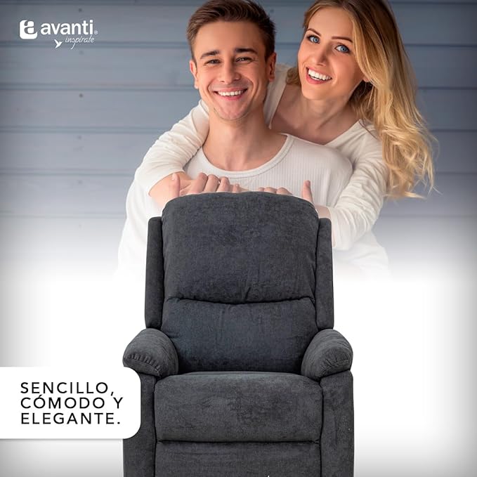 SILLÓN RECLINABLE ELÉCTRICO TYSON DE TELA GRIS CON ENTRADA USB.