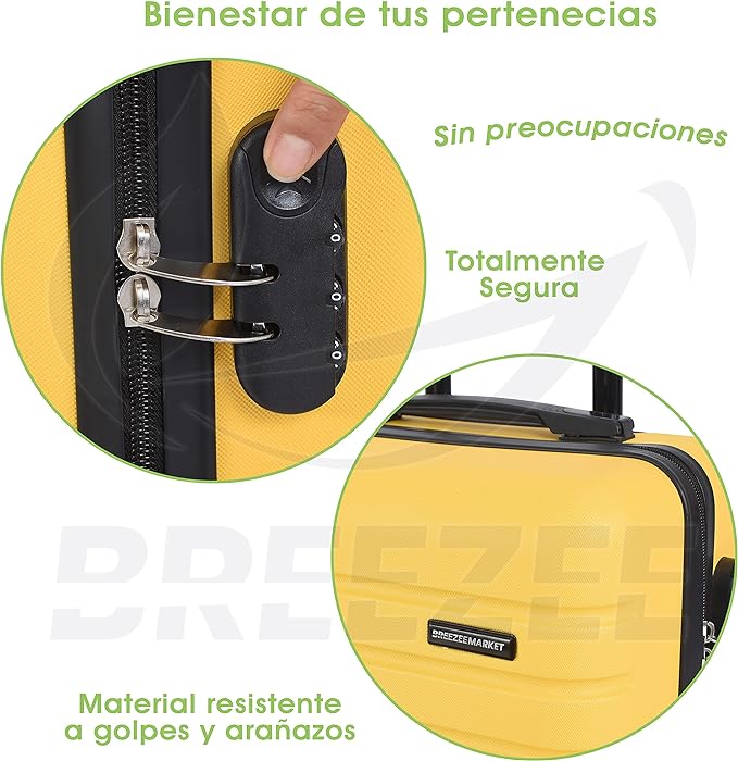 A BREEZEE MARKET Maleta Rígida Resistente De 20 Pulgadas, Tamaño Cabina Equipaje De Mano, Ruedas 360º Spinner Asa Telescópica Y Seguridad Candado TSA 3 Digitos, Equipaje De Mano Viaje Vacaciones.