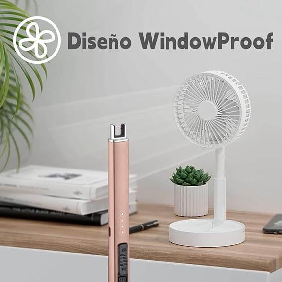 A Yostyle Encendedor Electrónico,Encendedor de Velas Sin Llama,Electric Lighter Resistente al Viento&Seguro,Encendedor de Plasma Multiusos para Velas,Cocina&Aire Libre como Barbacoa&Campismo-Oro Rosa.