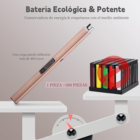 A Yostyle Encendedor Electrónico,Encendedor de Velas Sin Llama,Electric Lighter Resistente al Viento&Seguro,Encendedor de Plasma Multiusos para Velas,Cocina&Aire Libre como Barbacoa&Campismo-Oro Rosa.