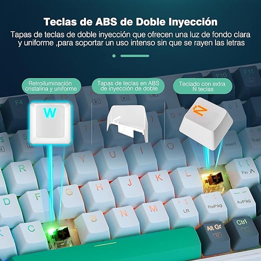 TERPORT TR95 Teclado Mecánico Español Compacto 95 Teclas, Teclado Gaming con Ñ y 20 Efectos Iluminación RGB