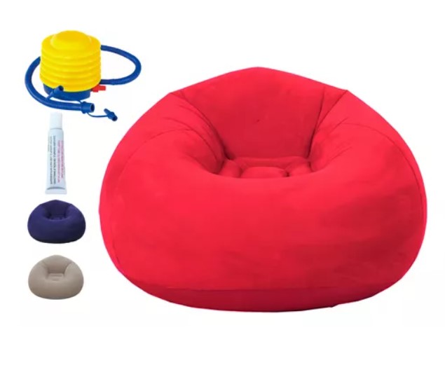 Sillón Inflable Silla Aterciopelada Puff Cómodo Sofá +bomba T.