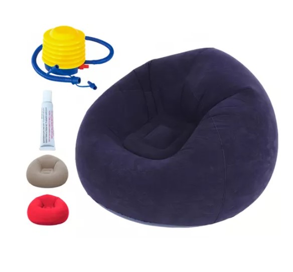 Sillón Inflable Silla Aterciopelada Puff Cómodo Sofá +bomba T.