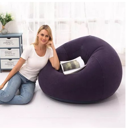 Sillón Inflable Silla Aterciopelada Puff Cómodo Sofá +bomba T.