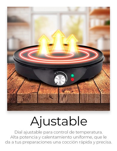 Crepera Eléctrica Antiadherente Temp. Ajustable 120v 1000w
