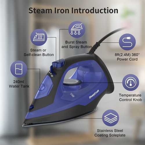 Plancha De Ropa Con Suela Cerámica Vapor Vertical Desinfecta.