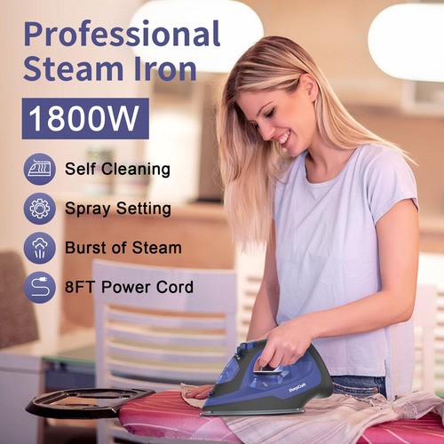 Plancha De Ropa Con Suela Cerámica Vapor Vertical Desinfecta.