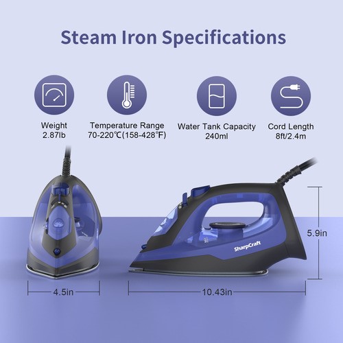 Plancha De Ropa Con Suela Cerámica Vapor Vertical Desinfecta.