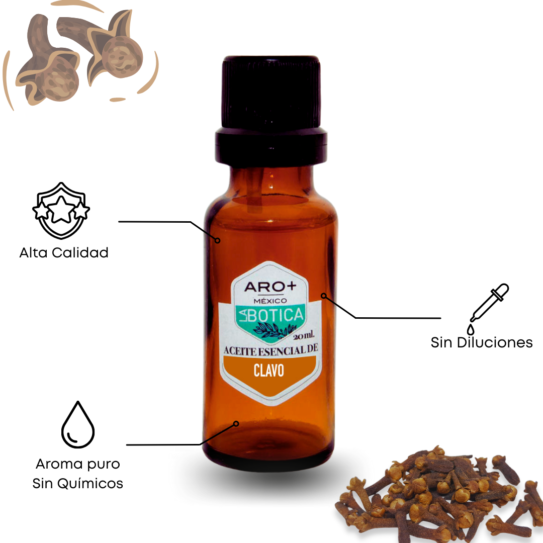 Aceite Esencial Hojas de Clavo 100% Puro, Uso Terapéutico, Aromaterapia.