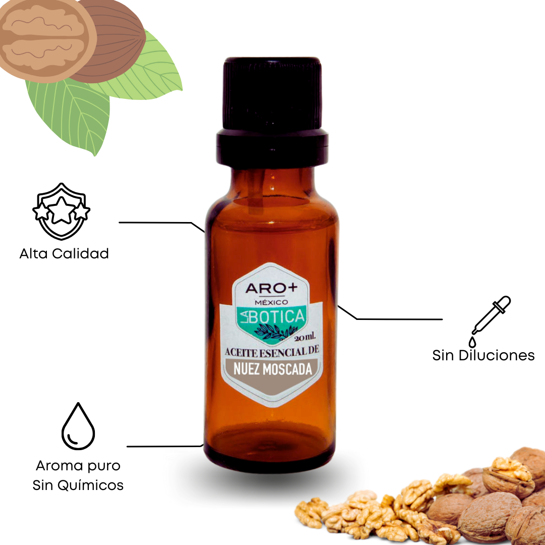 Aceite Esencial Nuez Moscada 100% Puro, Uso Terapéutico, Aromaterapia.
